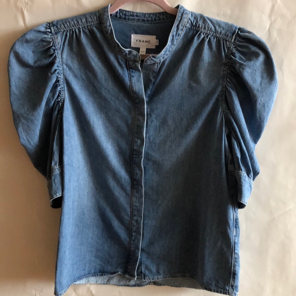 FRAME Denim Puff Sleeve Shirt Size M